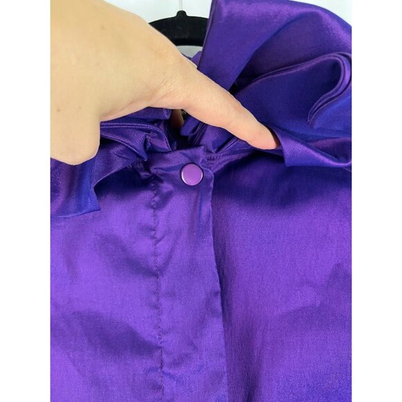 Samuel Dong Cropped Dress Jacket Womens Size S Iridescent Ruffles Music Note Zip - Picture 7 of 16